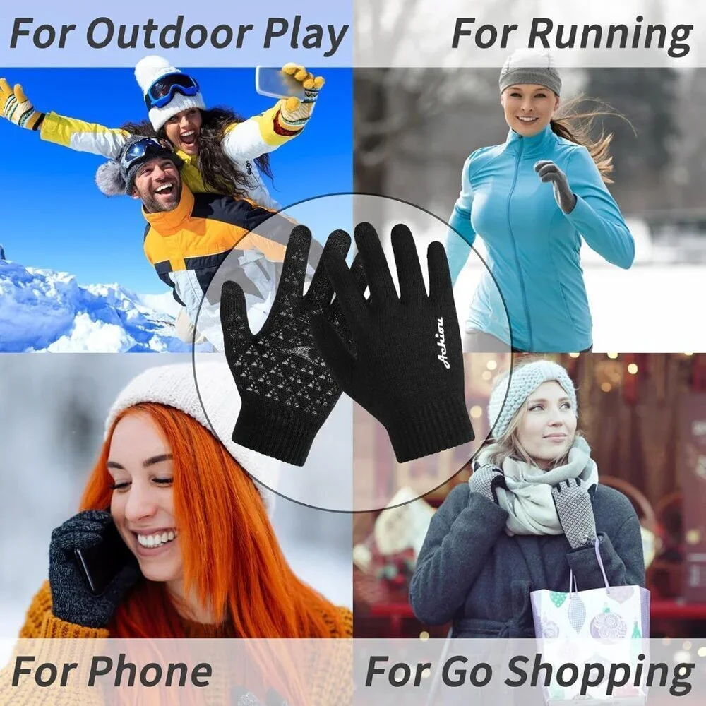 Women's Paris Grey Upgraded Touch Screen Thermal Soft Knit Lining Winter Gloves